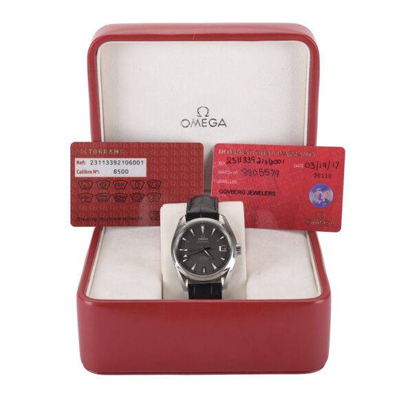 OMEGA Seamaster Aqua Terra Grey Teak Dial 38.5mm Auto Men's Watch +Box & Cards - Picture 2 of 12